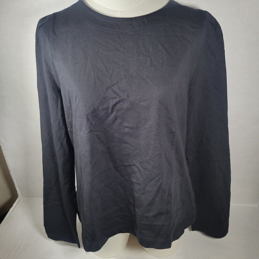 J.Crew Puff Sleeve Button Back Long Sleeve Cotton Top Size M
